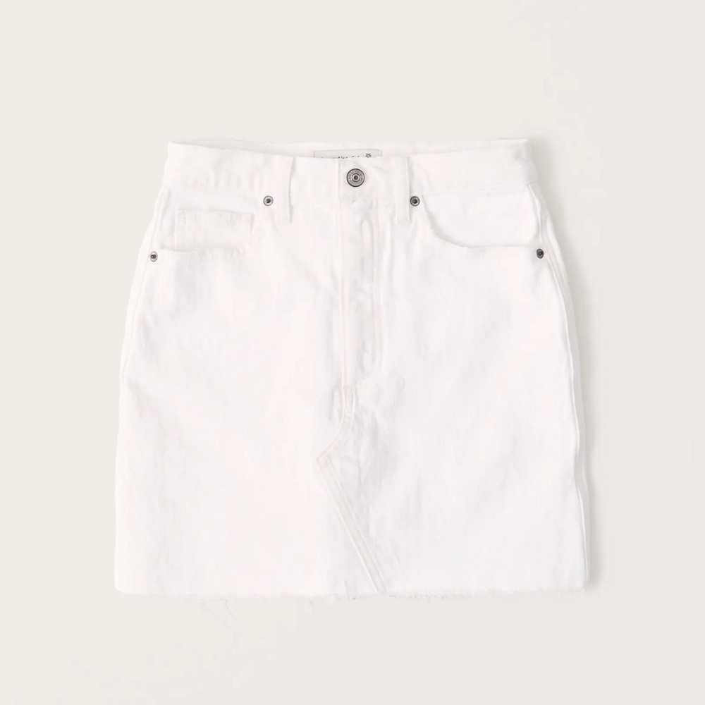 Abercrombie Curve Love Ultra High Rise White Denim Skirt